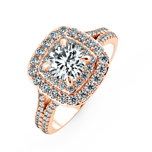 Double Halo Cushion Engagement Ring with Eternity Band NCH2302 3